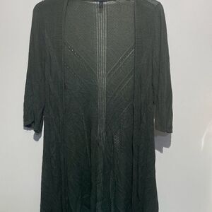 Torrid Women's Army Green Open Front Mid-Length Cardigan Sweater Size 1